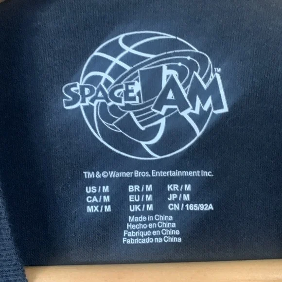 Vintage Space Jam T Shirt Womens Medium Looney Tunes Black Laced Short Sleeve - Picture 3 of 7